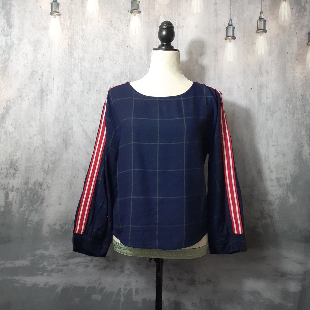 Seven Sister Blue Gray Red Long Sleeve Shirt Sz M
